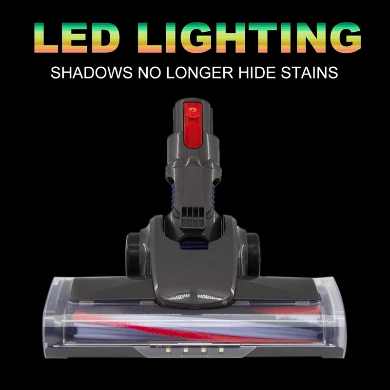 LEDインジケーター付き電動フロアブラシヘッド,クイックリリース,ソフトローラー,dyson v7,v8,v10,v11,掃除機