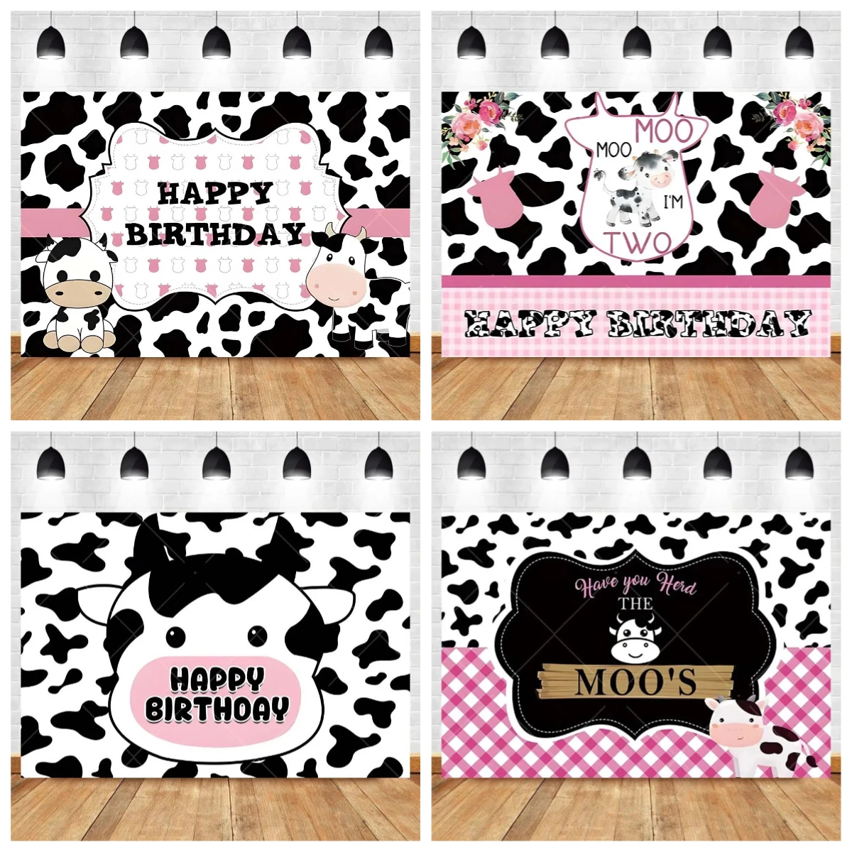 

Cartoon Cow Birthday Party Backdrop Farm Cow Theme Background for Kid Baby Shower Photo Background Shoot Props Decor Banner