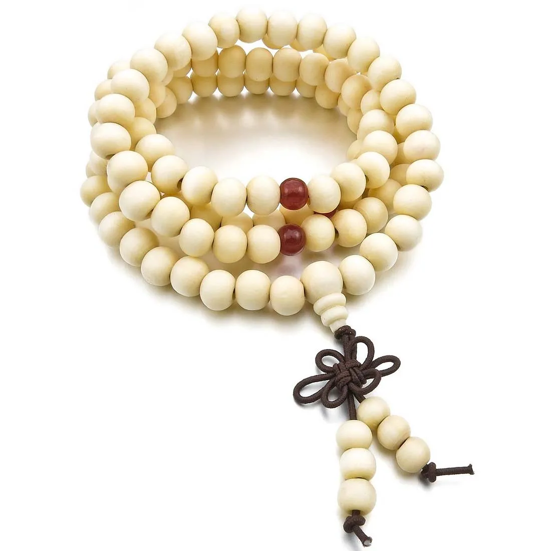 8mm Wood Necklace Tibetan White Sandal 108pcs Bead Buddhist Prayer Bracelet Man, Woman