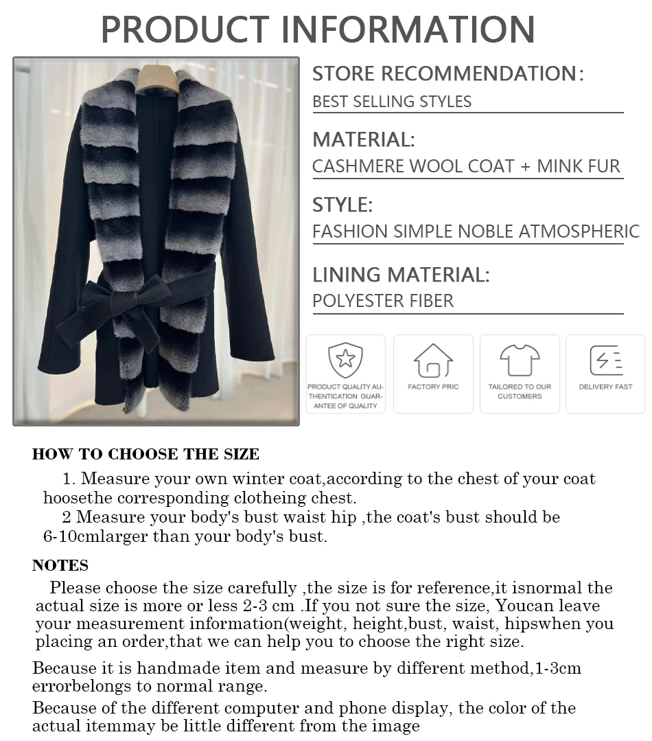 Wool Blend Jacket Matching Belt Women Wool Coat Luxury Women New Style Cashmere Coat Women