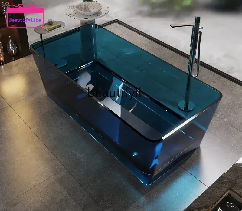 YL  ARectangle bathtub Color  Household resin bathtub Integrated independent transparent crystal bathtub