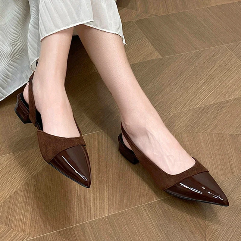 Elegant Women Pointed Toe Heeled Sandals Sexy Luxury Shoes 2025 New Designer Summer Woman Slippers Fashion Pumps Sandalias Mujer