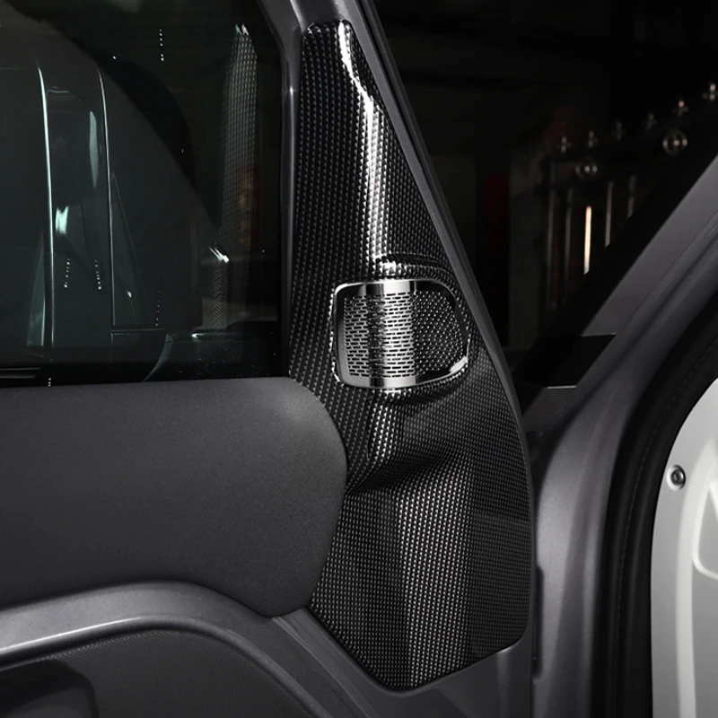 Carbon Fiber Car Front Door A-pillar Speaker Horn Cover All-inclusive Audio Protection Shell For Land Rover Defender 2020-2024