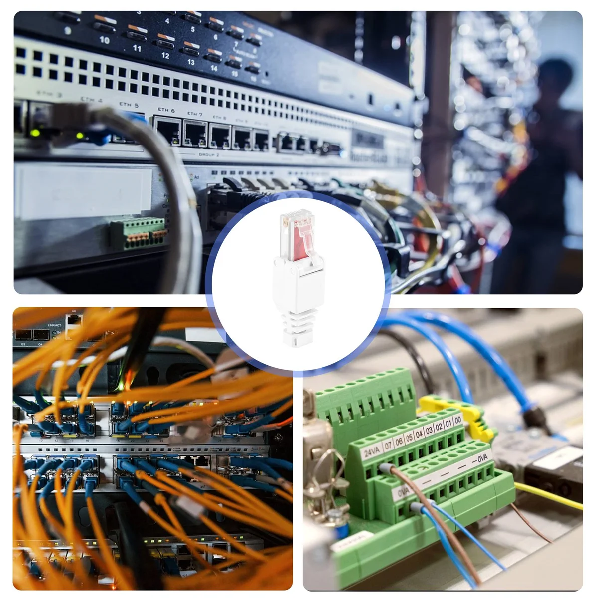 RISEN 10 x Network Connectors Tool-Free RJ45 CAT6 LAN UTP Cable Plug Without Tools Cat5 Cat7 Installation Cable Patch Cable