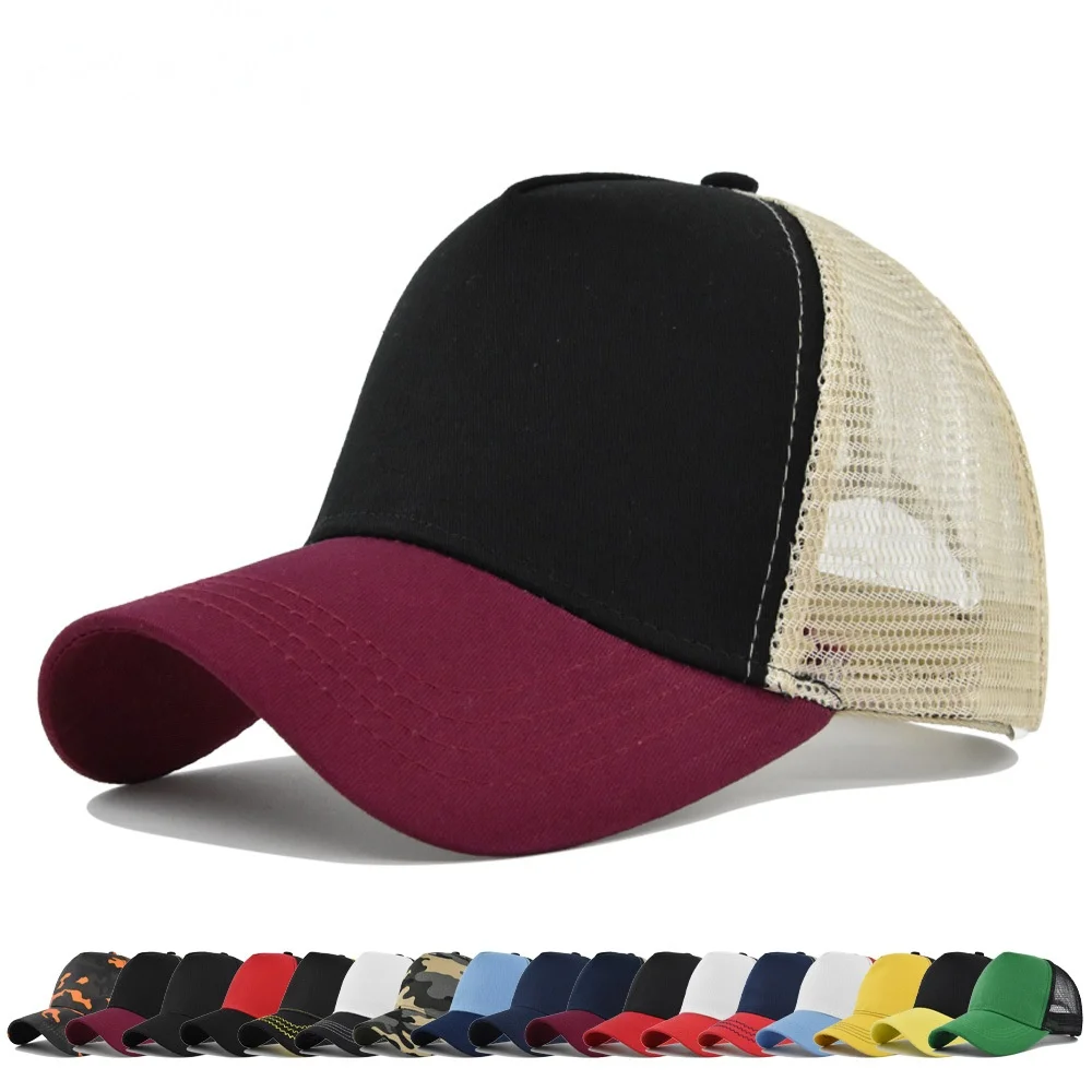 Nueva Gorra de Béisbol de Malla de 5 Paneles para Adulto, Estilo Hip Hop, con Visera Curva y Cierre Ajustable, Gorra de Verano para Protección Solar, Gorra Trucker Sencilla Publicitaria