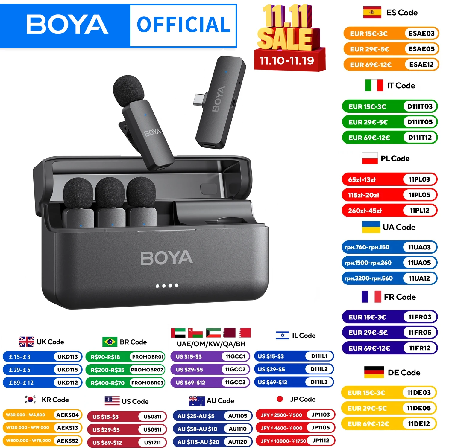 

BOYA BY-V4U Беспроводной петличный микрофон для iPhone Android Телефон ПК YouTube Запись видео Vlog Прямая трансляция интервью