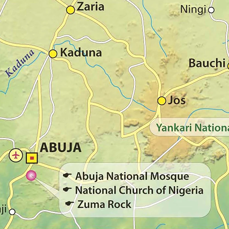 Nigeria mapa topograficzna 60*60cm obraz na płótnie dekoracyjny plakat artystyczny i druki szkolne materiały dydaktyczne Home Decor