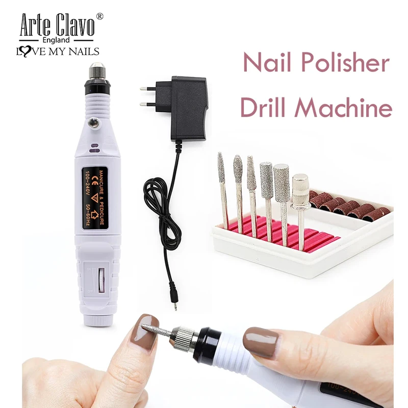 Arte Clavo Professional Electric Nail Drill Machine Manicure Safety Nail Art Pen Pedicure Polishing NailFile Nail Art Tool 1pcs