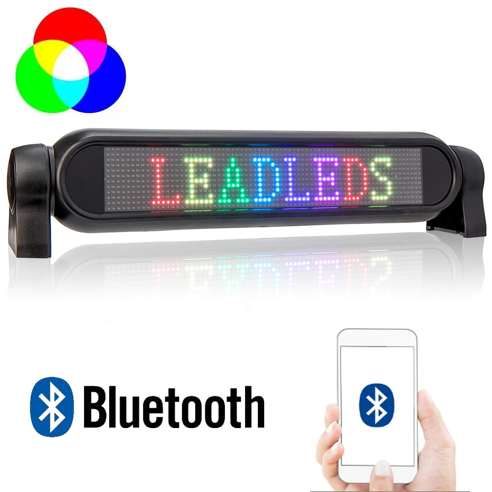 Bluetooth-compatible 12V Full Color LED Car Message Sign Display Smartphone Fast Programmable for Car Windows, Taxi, Store