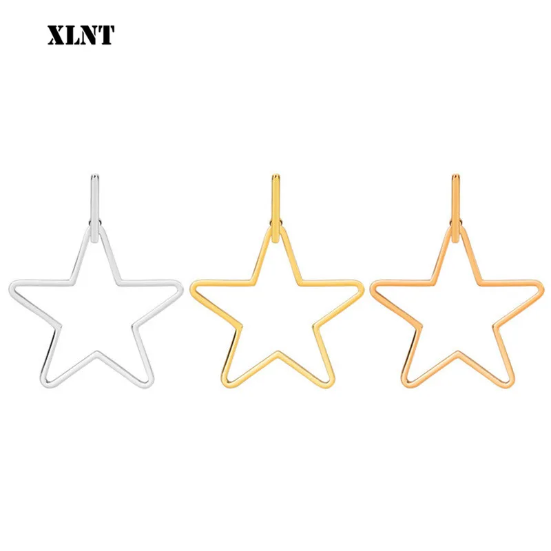 XLNT Simple Hoop Earrings For Women Hollow Round Circle Earrings  Star Decorated Earrings Golden Color Ear Jewelry Wholesale