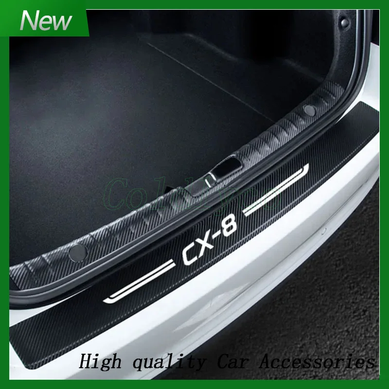 Carbon Fiber Car Threshold Tape Door Sill Protective Trim for CX8 CX-8 letter Logo Trunk Door Bumper Guard Anti Scratch Stickers