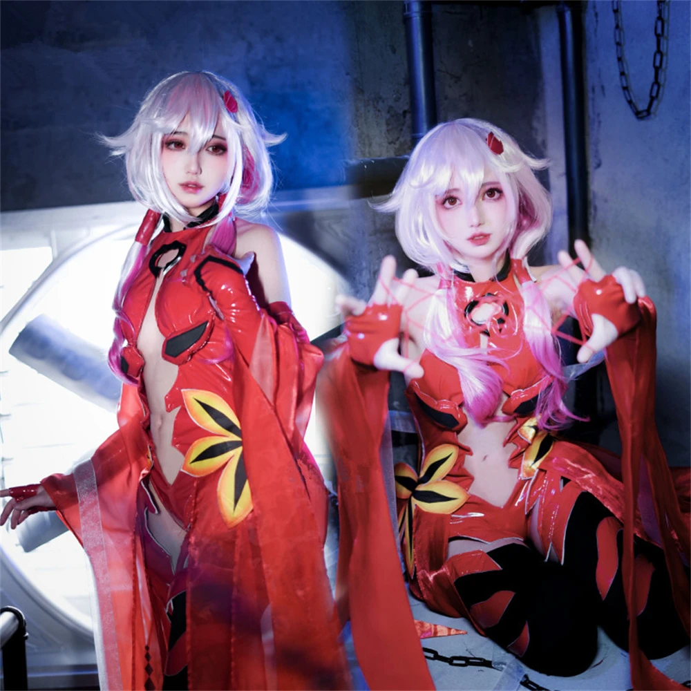 AGCOS ギルティクラウン Yuzuriha Inori Cosplay Costume Woman Christmas Goldfish Outfits Dress Sexy Cosplay