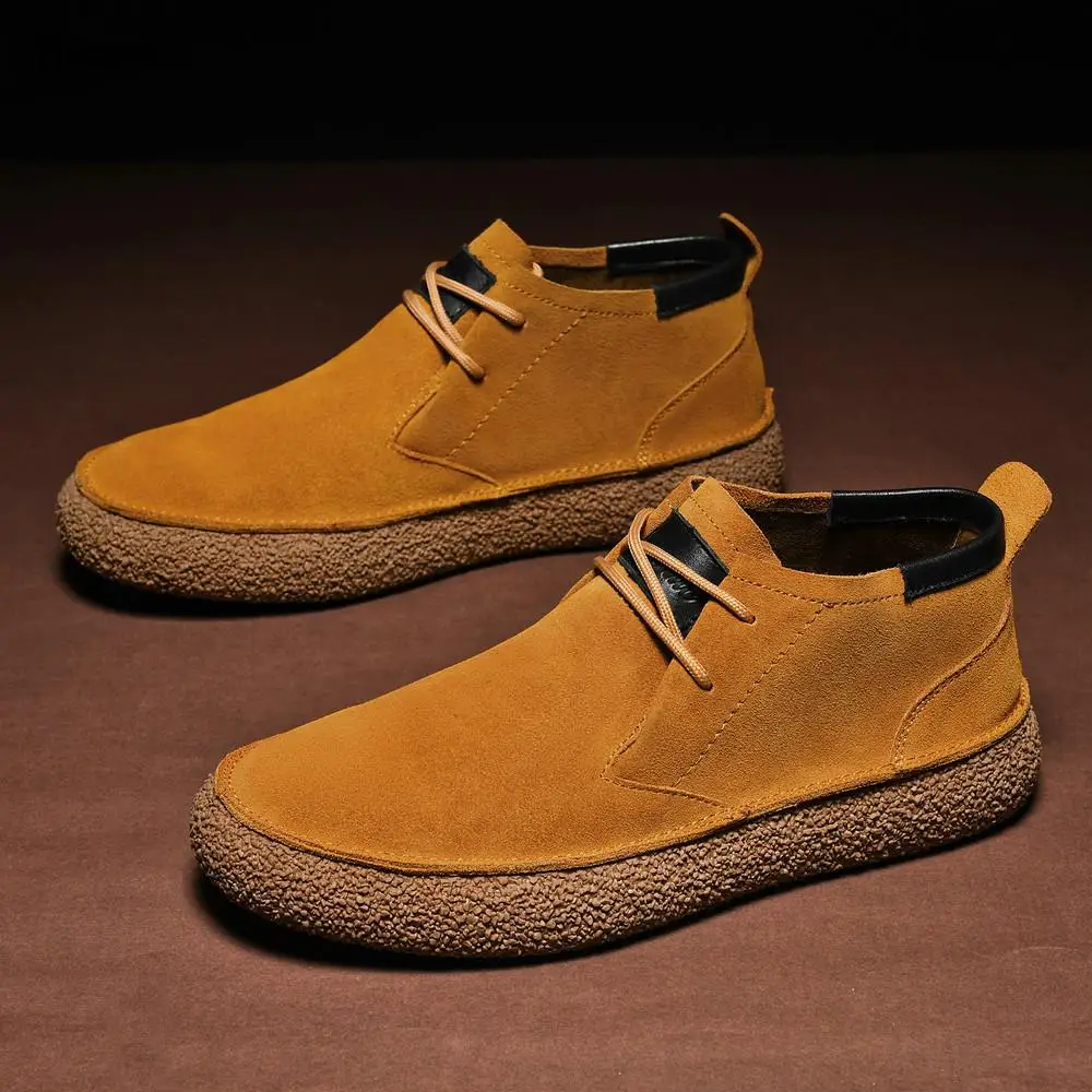 Men Beige Suede Chukka Boots Casual Comfortable Lace Up Desert Shoes for Men