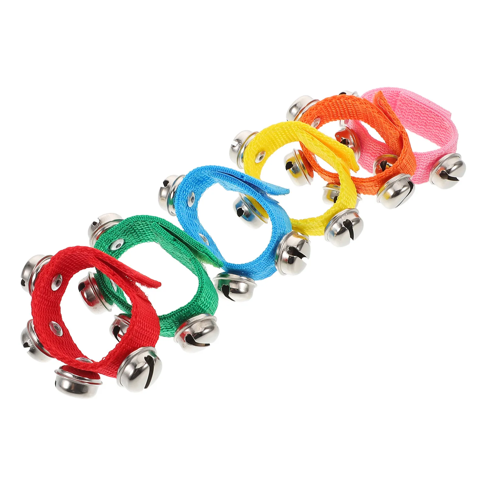 6Pcs Kids Wrist Bells Fabric Bands Hand Shaking Musical Bells Early Education Sensory Integration Coordination Dance Accessories
