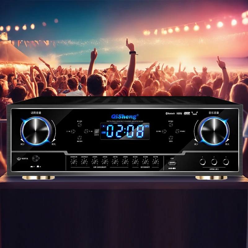 

Fever Hifi Amplifier 1400W High Power Subwoofer Support Bluetooth 8-16Ω Speaker Stage Wedding KTV Home Use with Remote Control