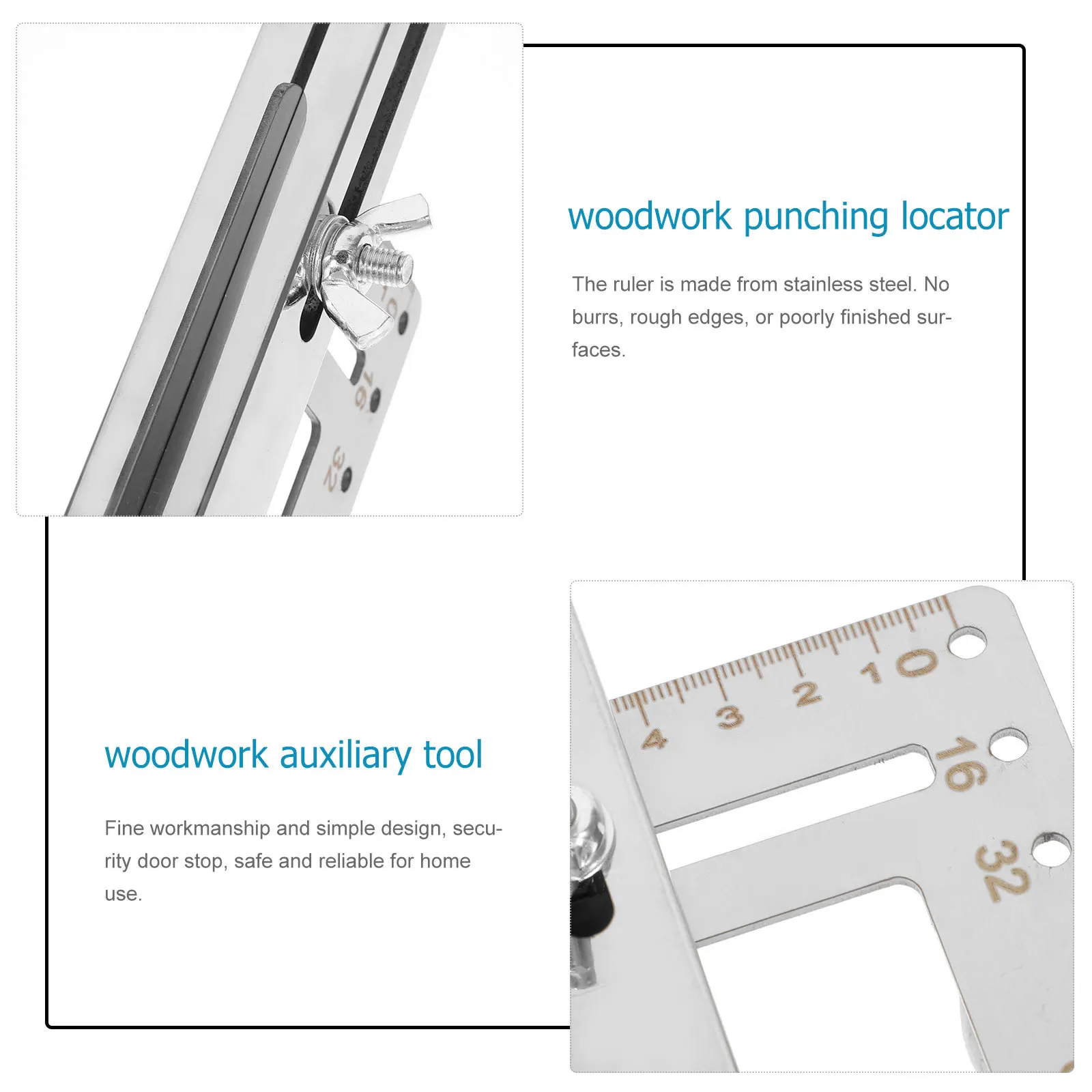 

Stainless Steel 2-Side Cabinet Hardware Template for Precise Drill Guide Adjustable Punch Locator Tool for Woodworking and