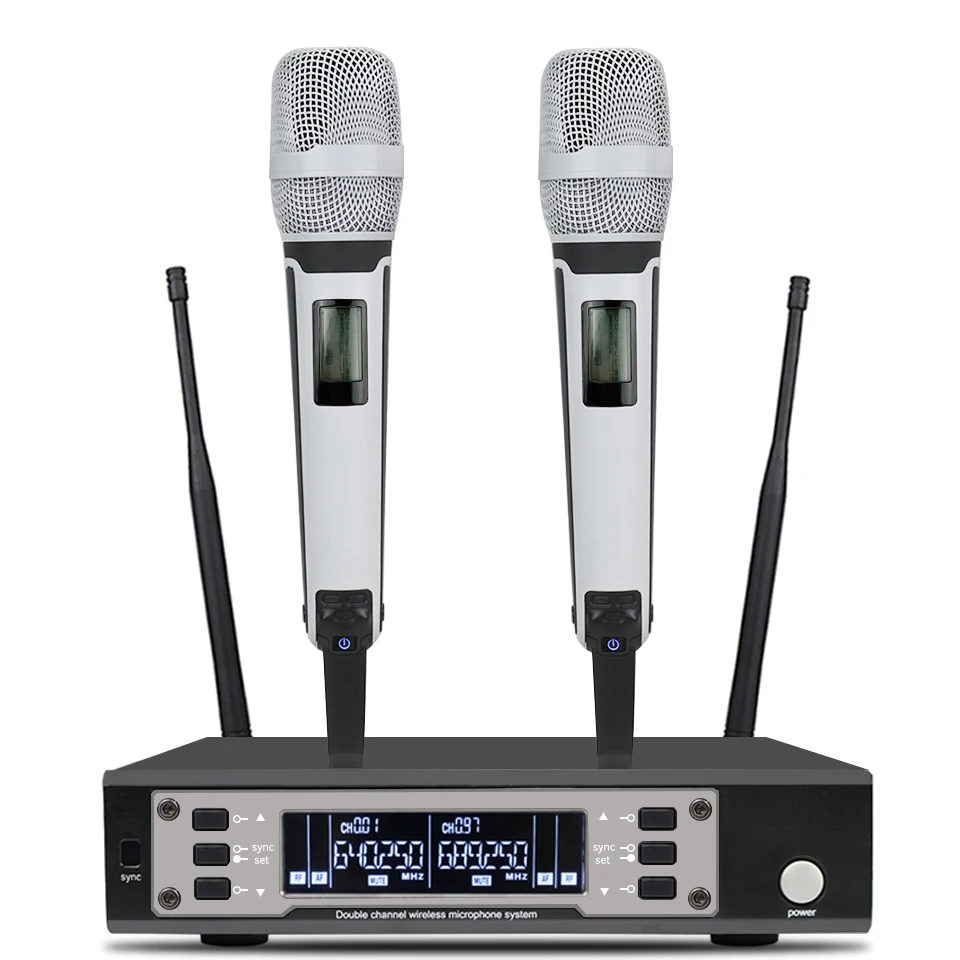 Longa Distância Handheld Sistema De Microfone Sem Fio, Dual Channel, UHF, Desempenho De Palco, Dinâmico, EW135G4