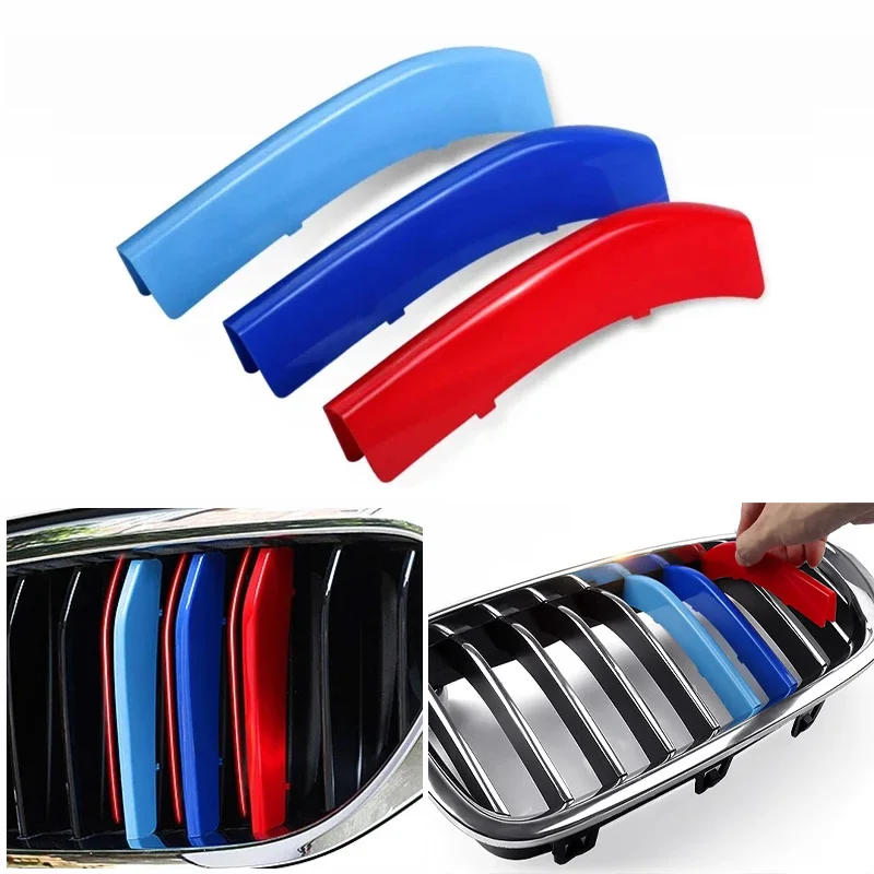 3Pcs Front Grille Trim Strips Car Racing Grille Strip Trim Clip For BMW E46 F30 E90 3 Series Car Grille Decoration Accessories