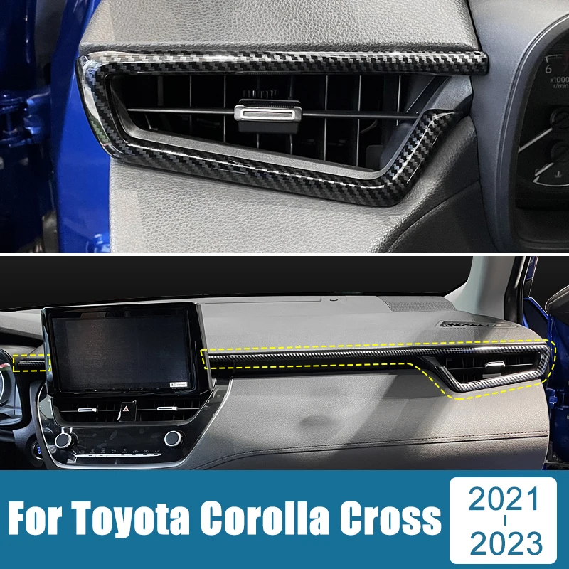 

For Toyota Corolla Cross XG10 2021 2022 2023 Hybrid ABS Carbon Fiber Car Central Control Dashboard Trim Strip Cover Stickers