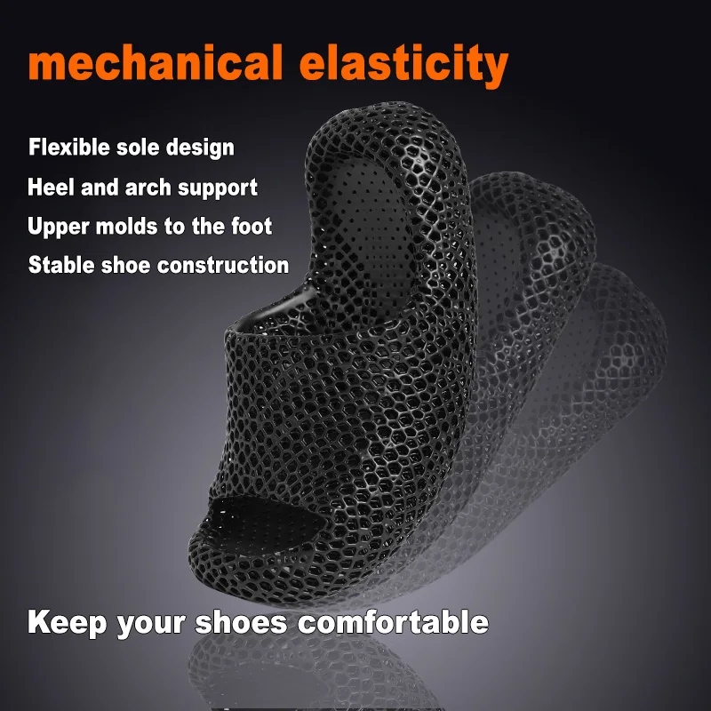 Wasserdichte, 3D-gedruckte Hausschuhe, weiche, sportliche, gepolsterte, rutschfeste, geräuschlose Freizeitschuhe für den Innen- und Außenbereich – Detail 3