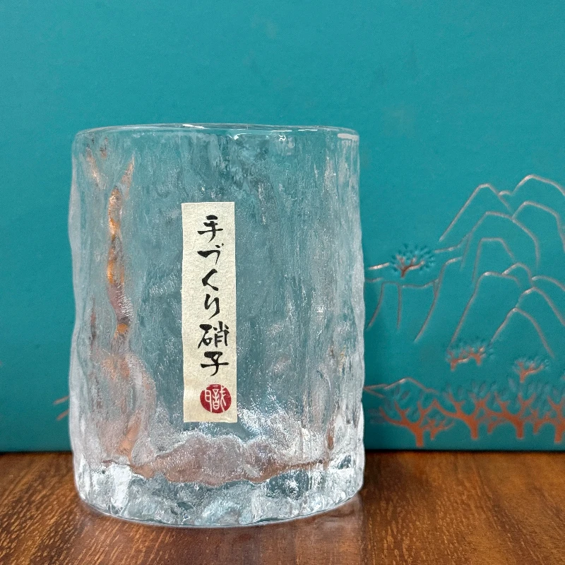 Japanischer Stil Gletscher-Texturierter Glasbecher Handgefertigter Klarer Trinkbecher für Whiskey, Kaffee, Saft, Wasser, Hausbar-Glaswaren