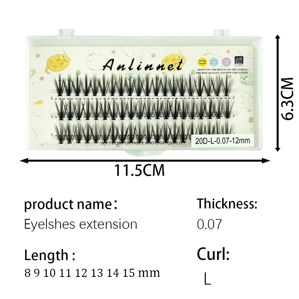 10d/20d/30d l-tipo cluster extensão de cílios 3d natural russo individual cílios cachos 1 caixa/60 pacote ferramenta de maquiagem cílios