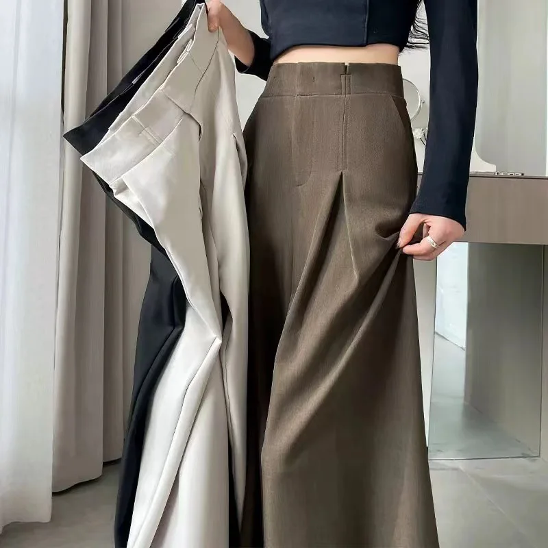 

2025 женские весенние модные широкие брюки Fashioni с высокой талией, длинные прямые брюки, модная одежда, брюки, женские брюки