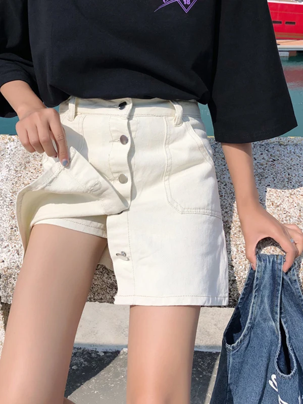 

High Waist A-Line Skirt Women's Denim f-length Slimming Summer Thin Fabric Commute Sle with Straight Tube