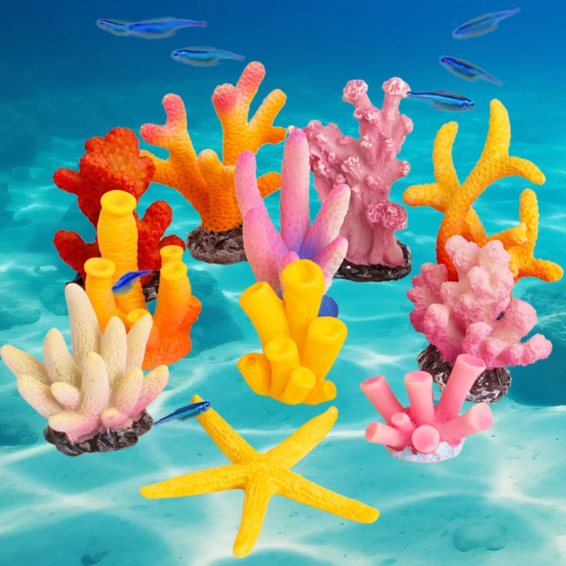 Aquarium Artificial Coral Landscape Ornaments Garden Fish Tank Decor Resin Reef Rock Making Simulation Starfish DIY Background