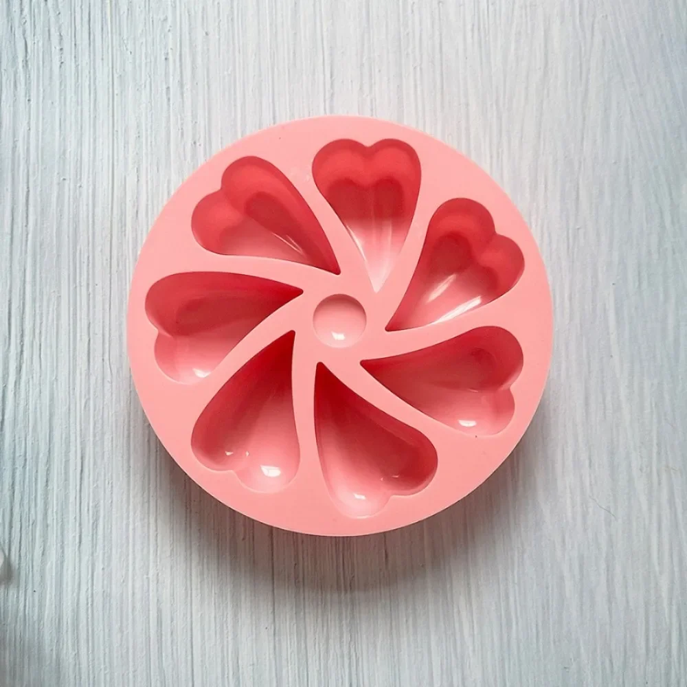 7 Hole Curved Heart Mousse Cake Making Tool Love Shape Biscuit Silicone Moulds Simple Candle Mold Valentine’s Day Chocolate Gift