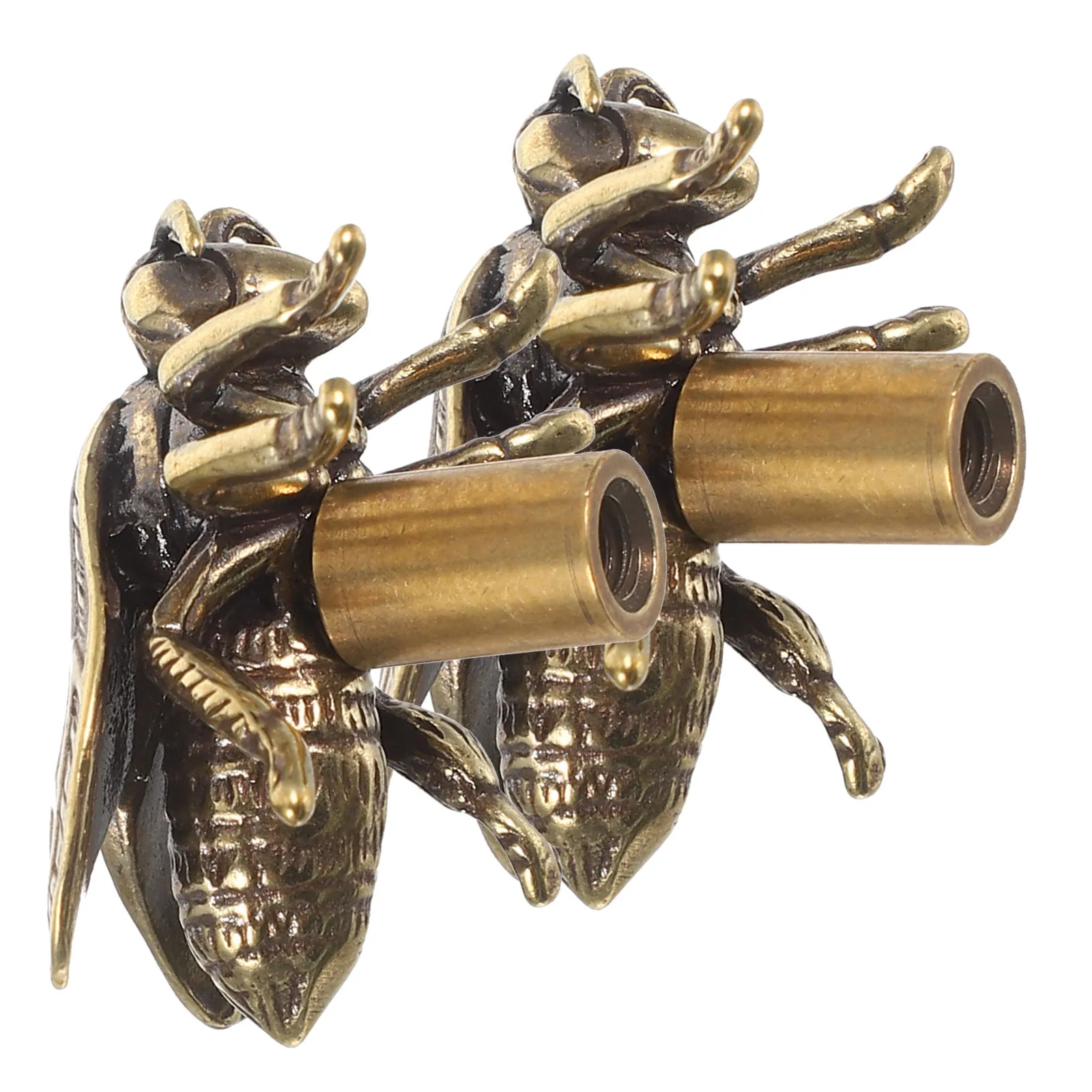 2 Pcs Brass Bee Handle Dresser Drawer Knob Decorative Hardware Closet Cupboard Light Brown Shaped Cabinet Door Pull