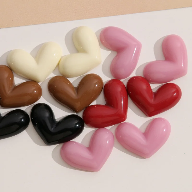 Wholesale 50pcs/lot color print cartoon V hearts shape resin cabochon beads diy jewelry garment accessory