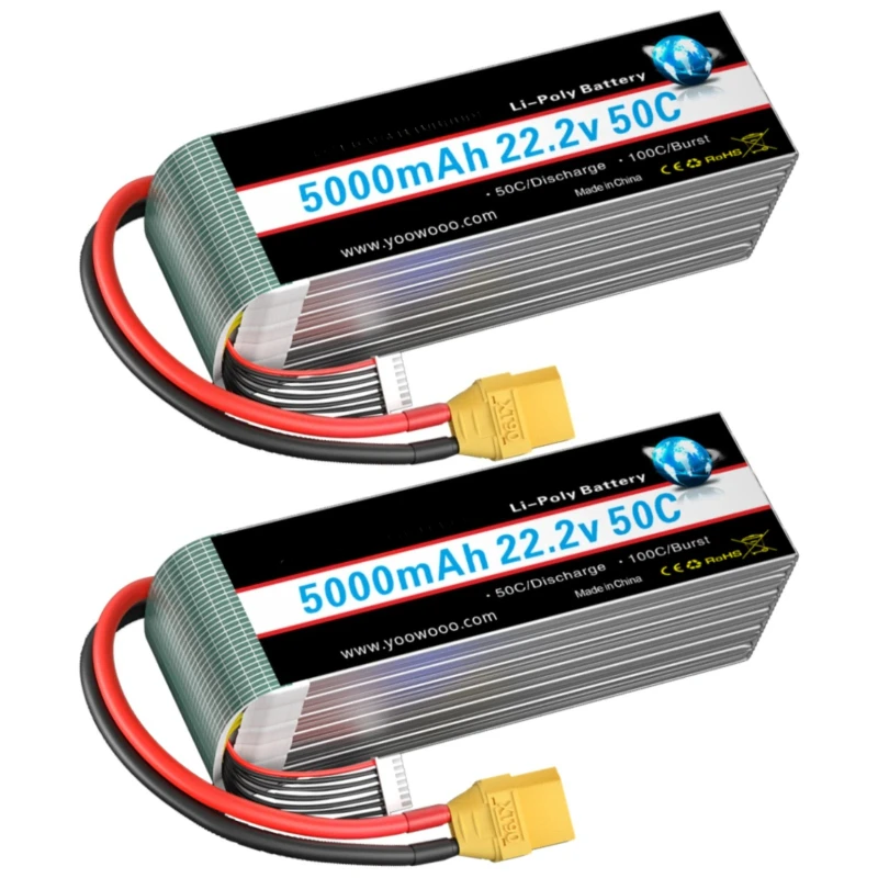 2PCS For RC Airplane Helicopte - огляд і ціна 6S Lipo Battery 22.2V 5000Mah