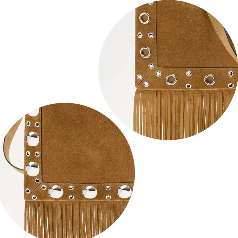 Nuevo bolso  mano para mujer, estilo bohemio, diseño  nicho,   hombro con tachuelas,  Diagonal,  móvil