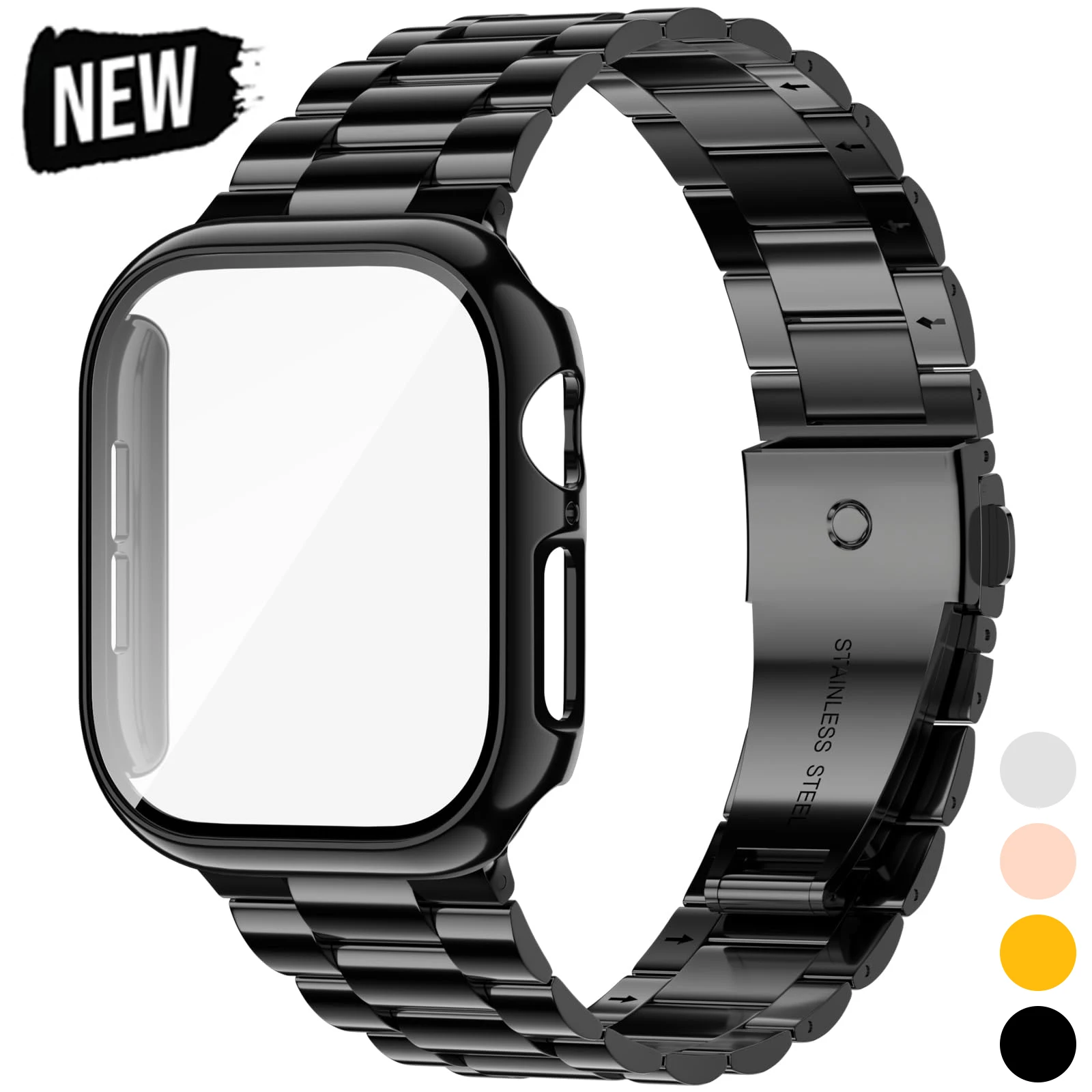 Case+Strap for Apple Watch Ultra 2 49mm Band 41mm 44mm 45mm Metal Strap with Tempered Glass Case for iWatch Series 10 46mm 42mm