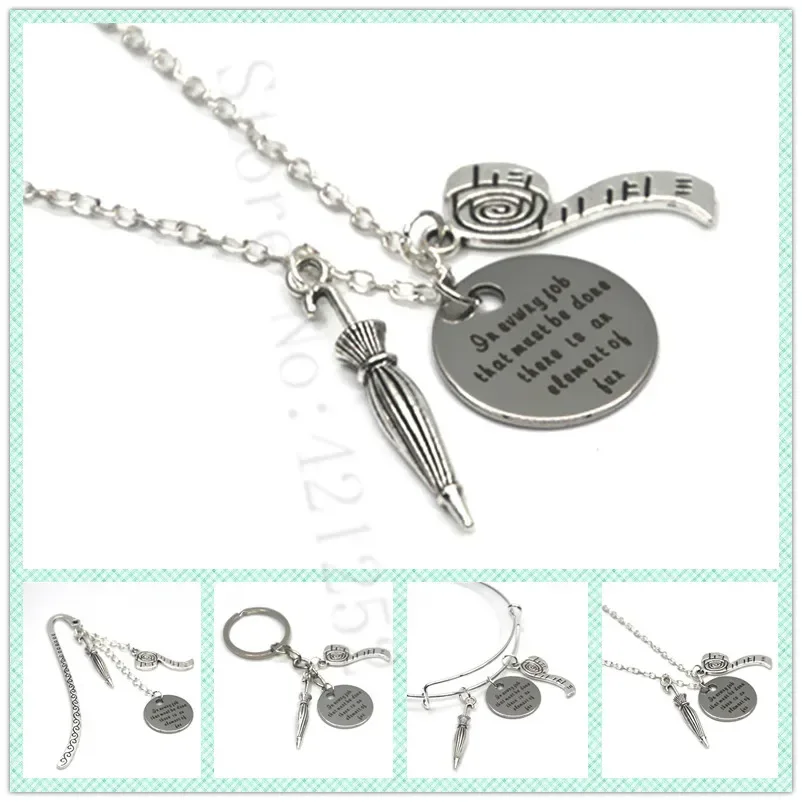 

12pcs/lot in Every Job That Must Be Done There Is An Element of Fun Necklace Umbrella Charm