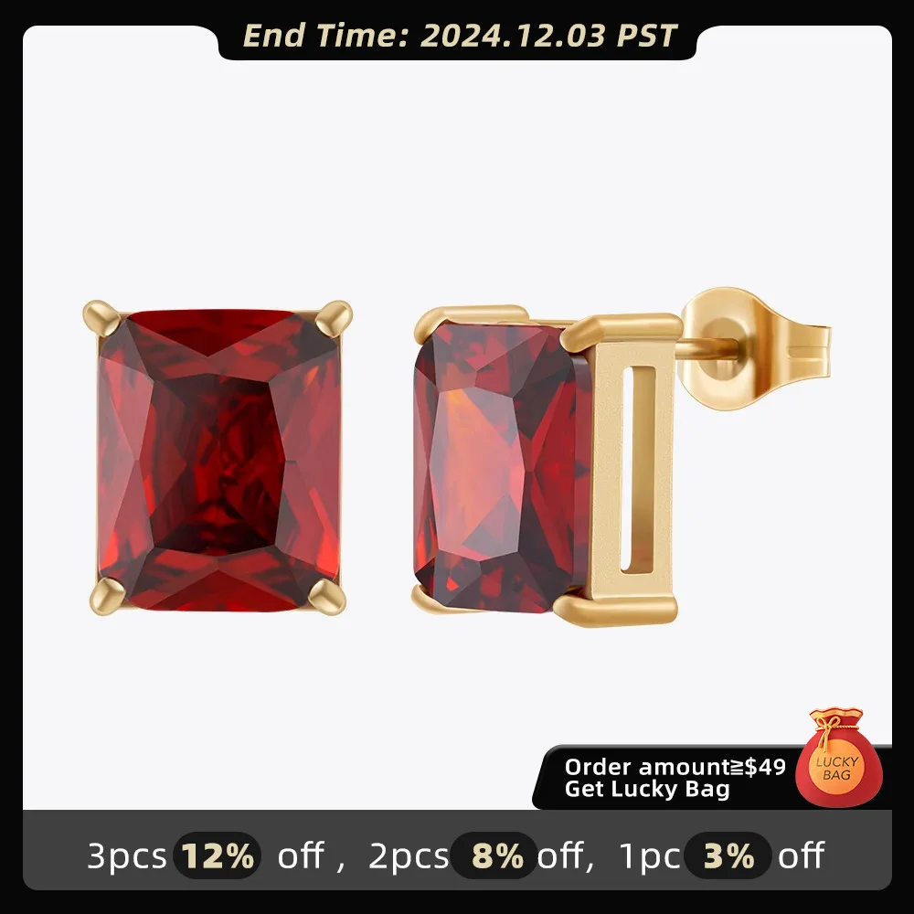 

ENFASHION Aretes De Mujer Square Red Zircon Stud Earrings For Women 18K Plated Gold Color In Earings Fashion Jewelry Party 31455