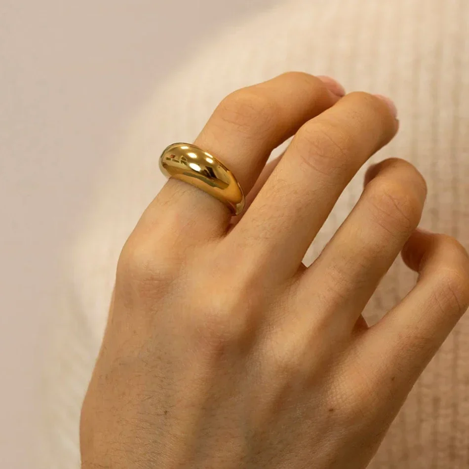 

HOT Fashion Simple Stainless Steel Rings for Women Arc Rings Jewellery Geometric Ring Size 5 6 7 8 men's ring jewelry wholesale
