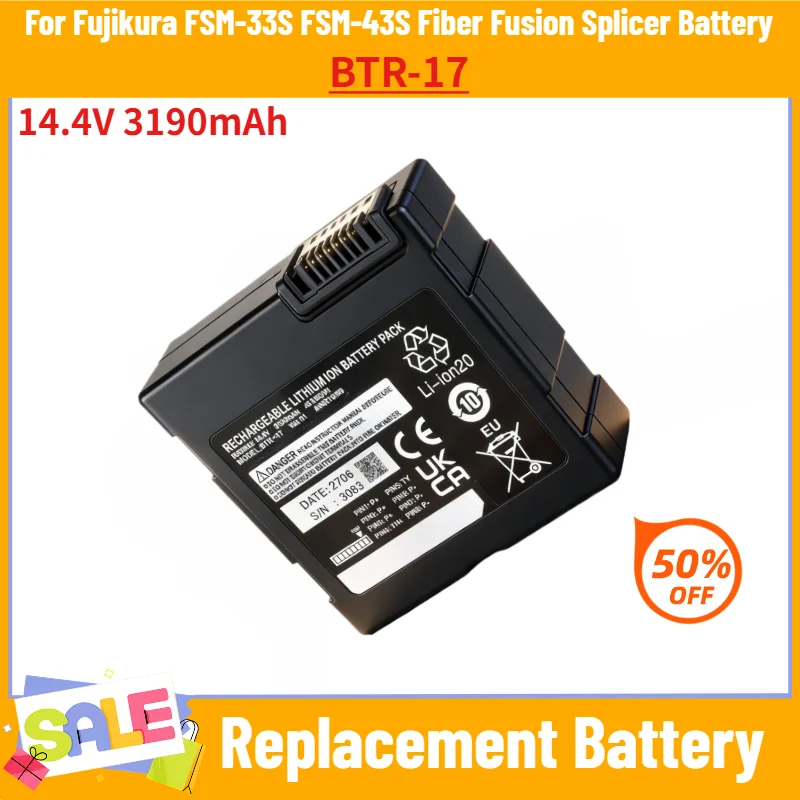 For Fujikura FSM-33S FSM-43S Fiber Fusion Splicer High Quality BTR-17 14.4V 3190mAh Replacement Battery