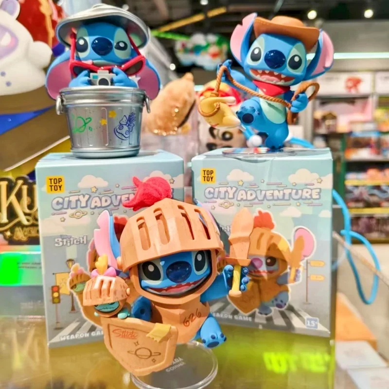 ディズニー スティッチ シティ アドベンチャー ブラインドボックス - ミステリーサプライズ 626 キュートなPVCドールオーナメント デスクトップデコレーション 誕生日プレゼント