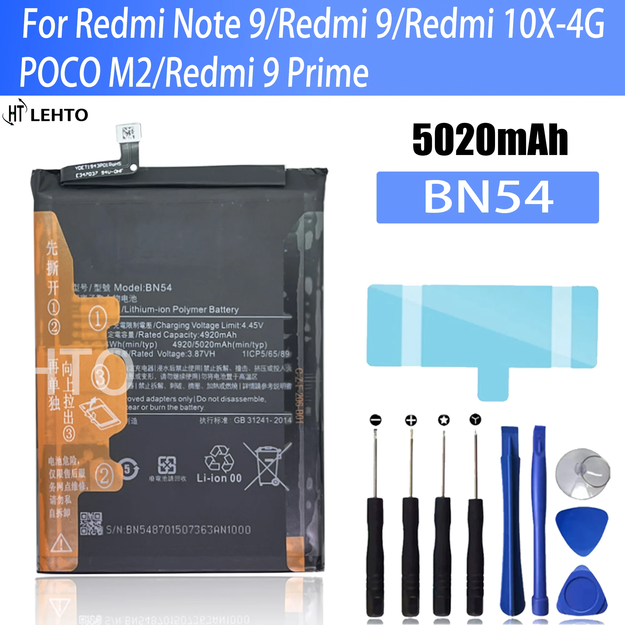 

100% New Original BN54 Battery For Xiaomi Redmi Note 9 5G Redmi 10X 4G Phone Replacement Bateria