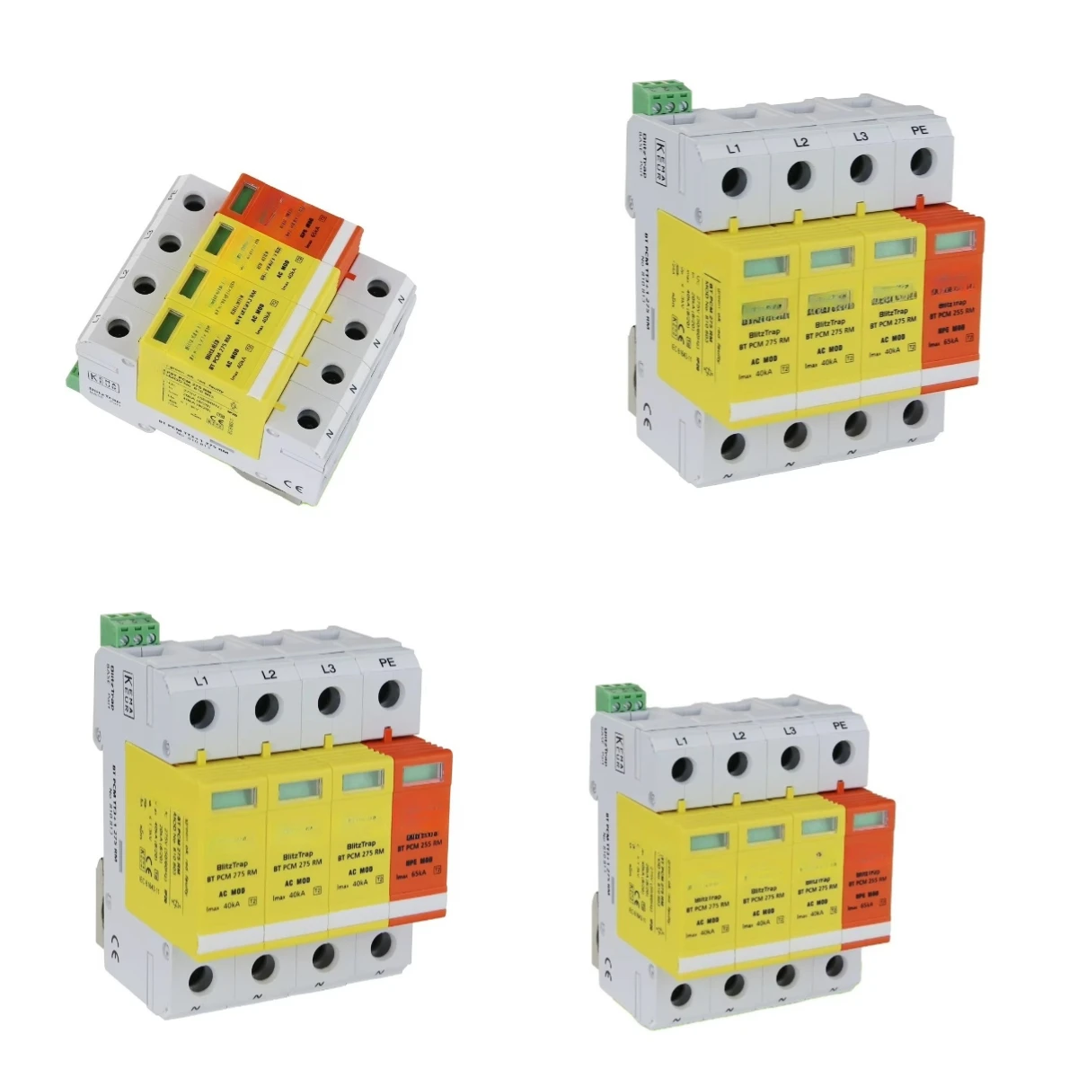 Three Phase 3P+N T2 AC Surge Protector 275V 40kA Lightning Protection Device for Electronic Equipment