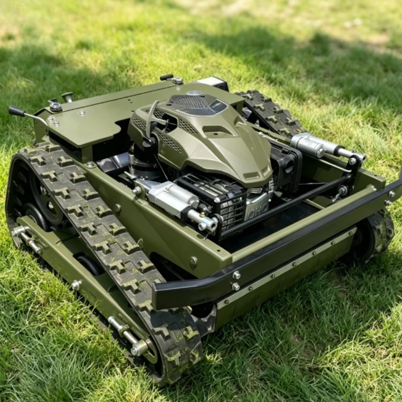 Wireless Remote Crawler Lawn Mower 300m Control Distance Rubber Track Grass Mowing Robot For Farm Hillside