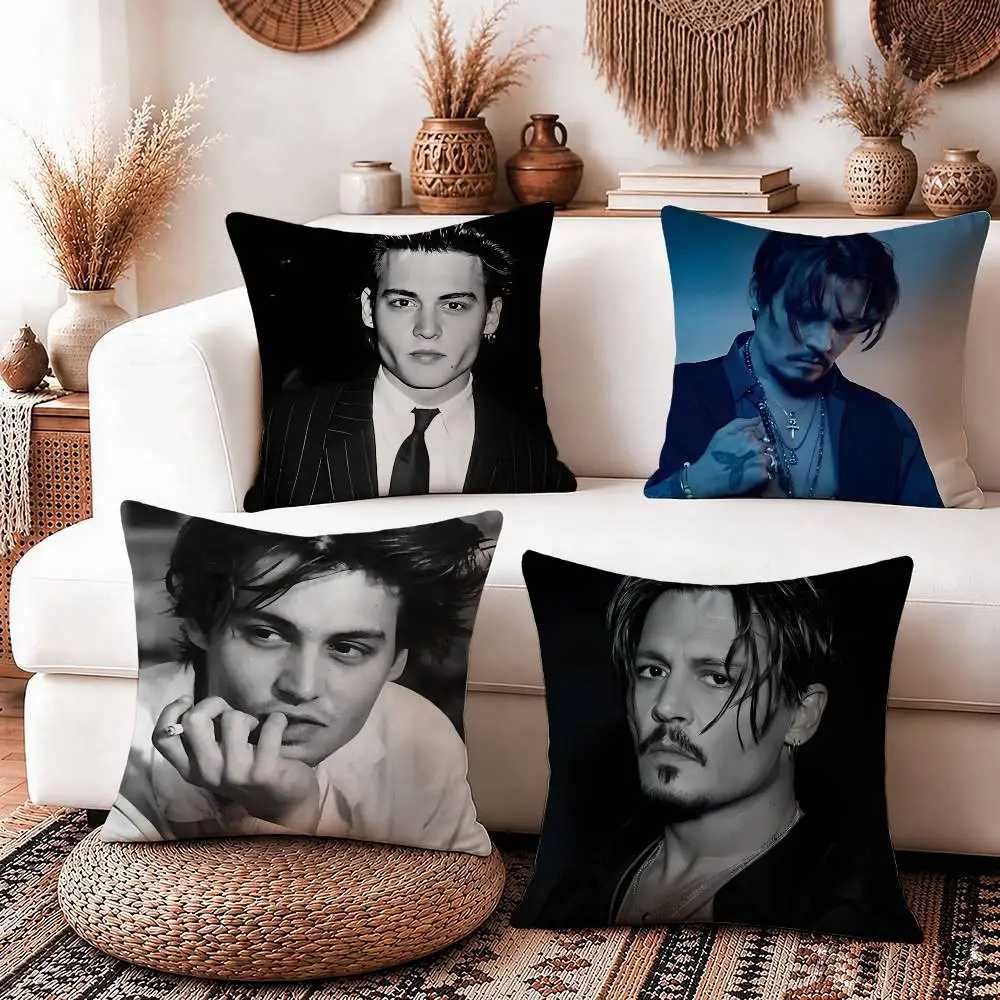 The C-Captain J-Johnny Depp Square Sofa Pillow Cover Solid Color Living Room Home Decor Cushion Case