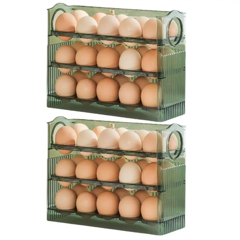 

AT05-Refrigerator Egg Rack Flip Fridge Door Egg Storage Rack Tray Container Space Saving Egg Storage Box Rack