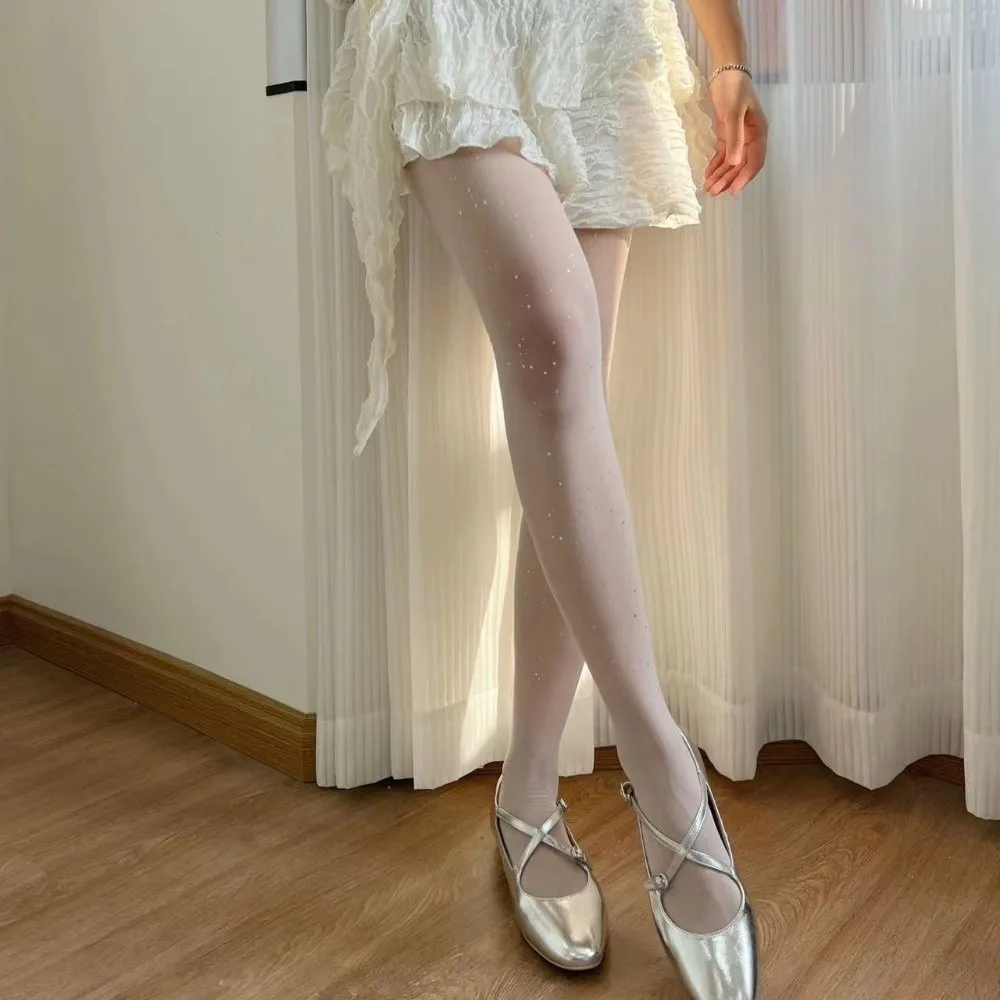 แฟชั่นเอวสูงถุงน่องเงาบางเฉียบเลื่อมแฟลชเซ็กซี่ถุงน่องยืดหยุ่นสูงเกาหลีถุงน่องการแสดงบนเวที