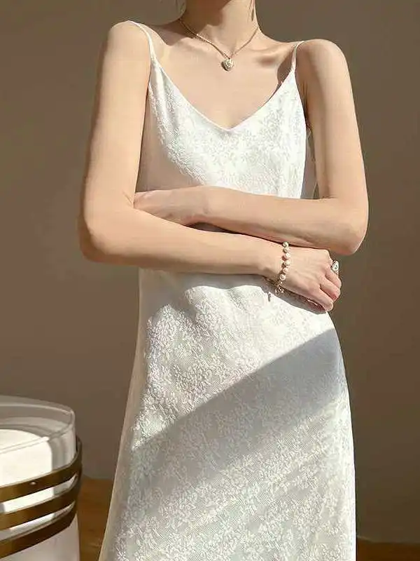 

Summer High Waist V-Ne Susp Dr Fre Sle No Brand 00% Linen Fabric A-Line Skirt Bal Ci Walk Single Piece