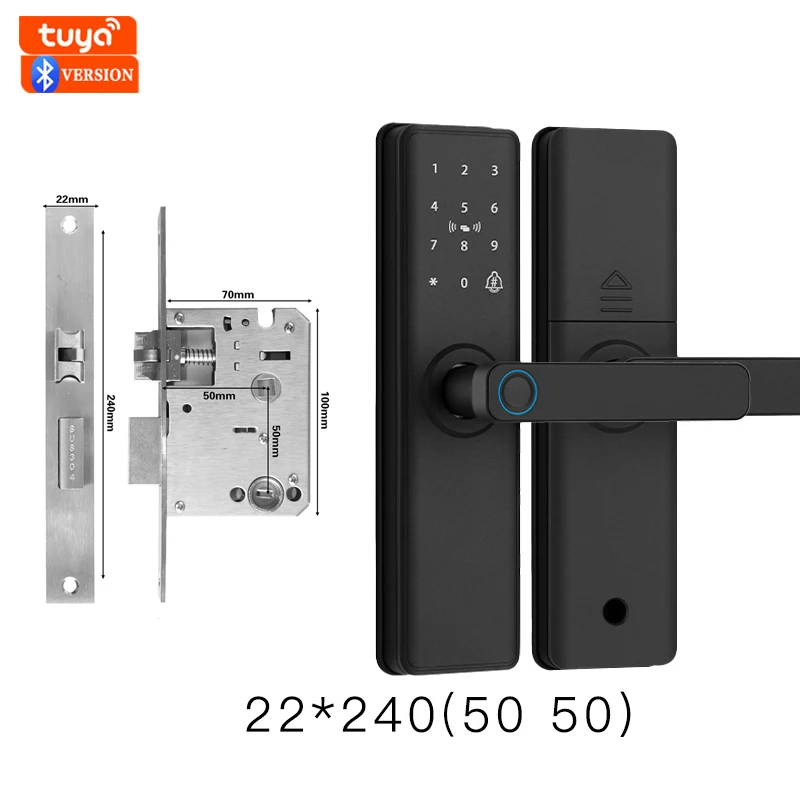 2025 Nieuw slim deurslot met Bluetooth-compatibel Tuya APP Digitaal elektronisch slot Smart Home Houten deurslot Vingerafdruk