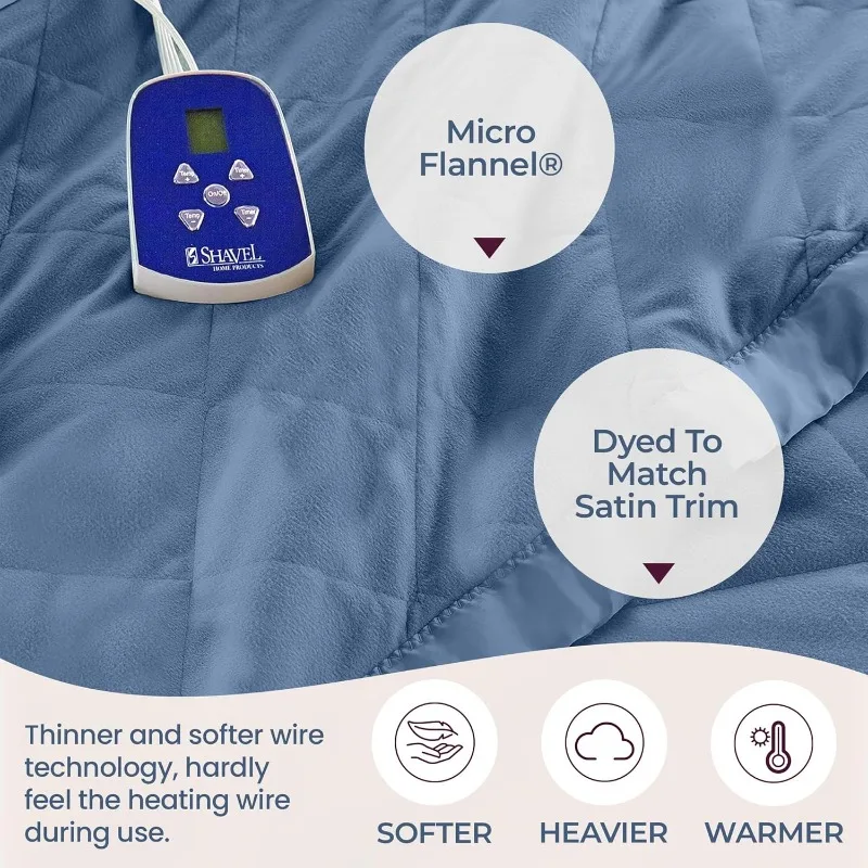 Thermee Micro Flannel Electric Blanket, Full, Ultramarine