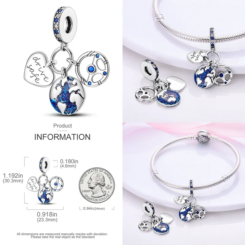 925 Sterling Silver Sailboat Turtle butik jimat untuk asli gelang Pandora jimat manik kalung Diy perhiasan wanita